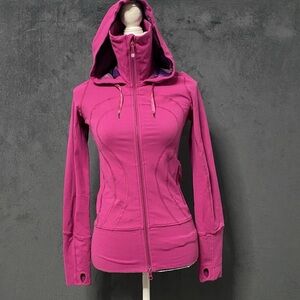 Lululemon Stride Jacket Women 4 Pink Purple Full Zip Hooded Active Thumbholes